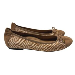 Vionic Minna Ballet Flat Womens 10 Chevron Calf Hair Suede Orthotic Preppy